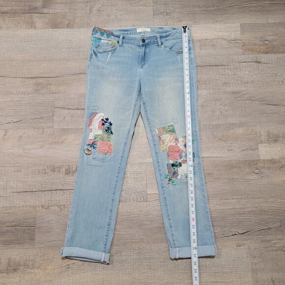 Sundance Magnolia Patchwork Embroidered Straight Leg Jeans Size 31 Boho Cottage - Picture 11 of 14